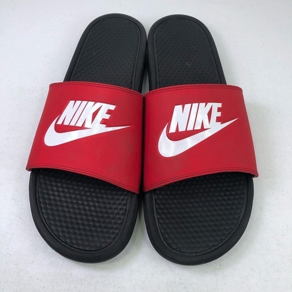 Nike Benassi Just Do It Red Black Slides - Picture 6 of 9